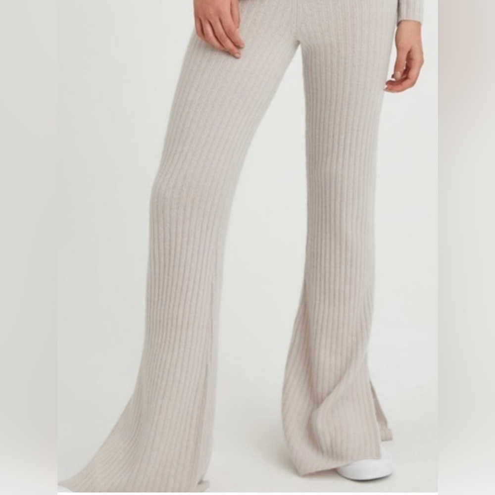 COPY - Something Navy Cashmere Split Pants. Black and White. GENTLY WORN.